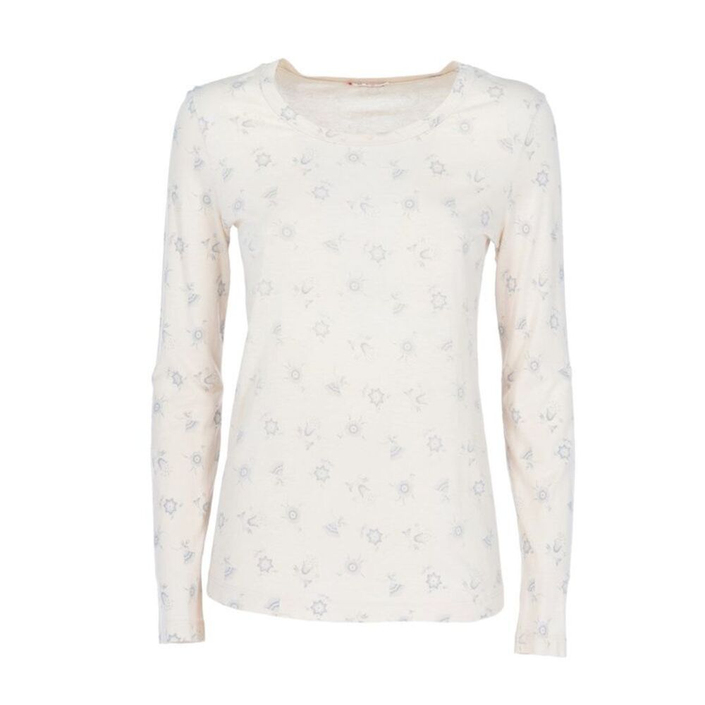 Marni Y2K White Cotton Jumper with Blue Floral Print